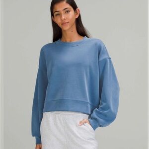 Lululemon Perfectly Oversized Cropped Crew *Softstreme, Soft Denim, Size 12